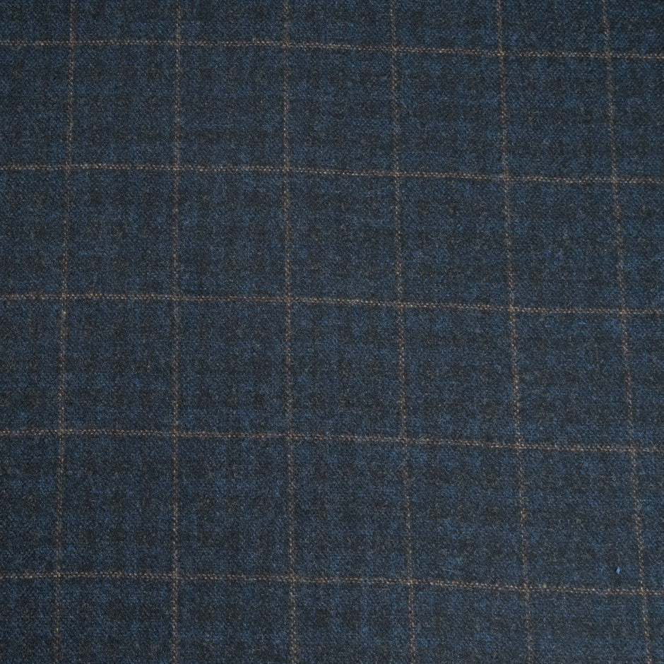 Blue & Grey Checkered Wool & Cashmere Blend Suiting