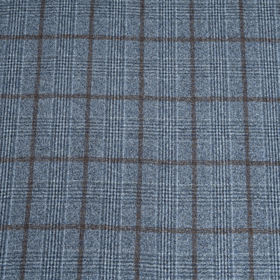 Blue & Brown Checkered Pure Wool Suiting