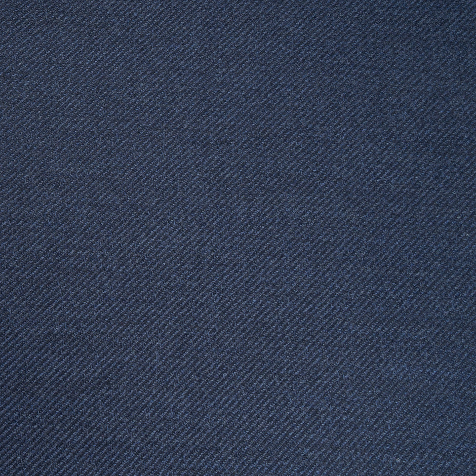 Navy Blue Wool & Silk Blend Twill Suiting