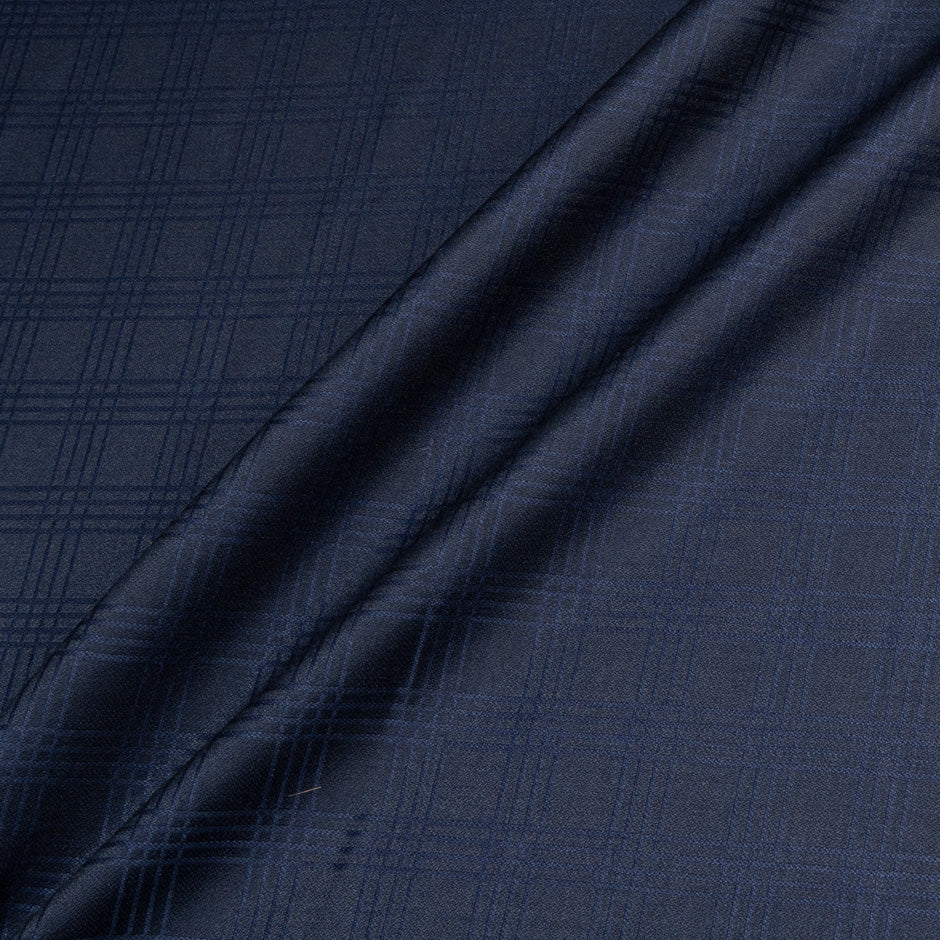 Midnight Blue Super 140s Checkered Pure Wool