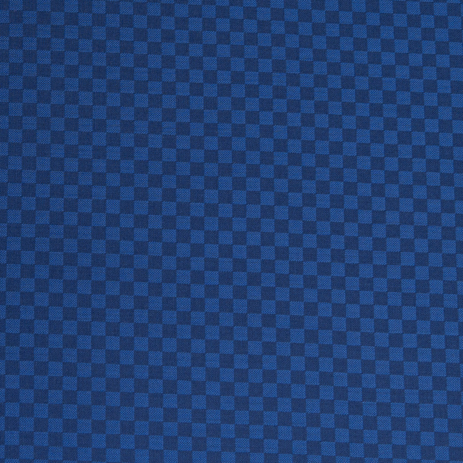 Deep Blue Square Checkered Super 140s Pure Wool