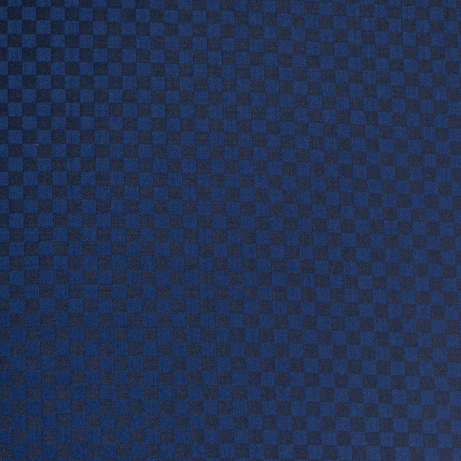 Blue & Black Square Checkered Super 140s Pure Wool