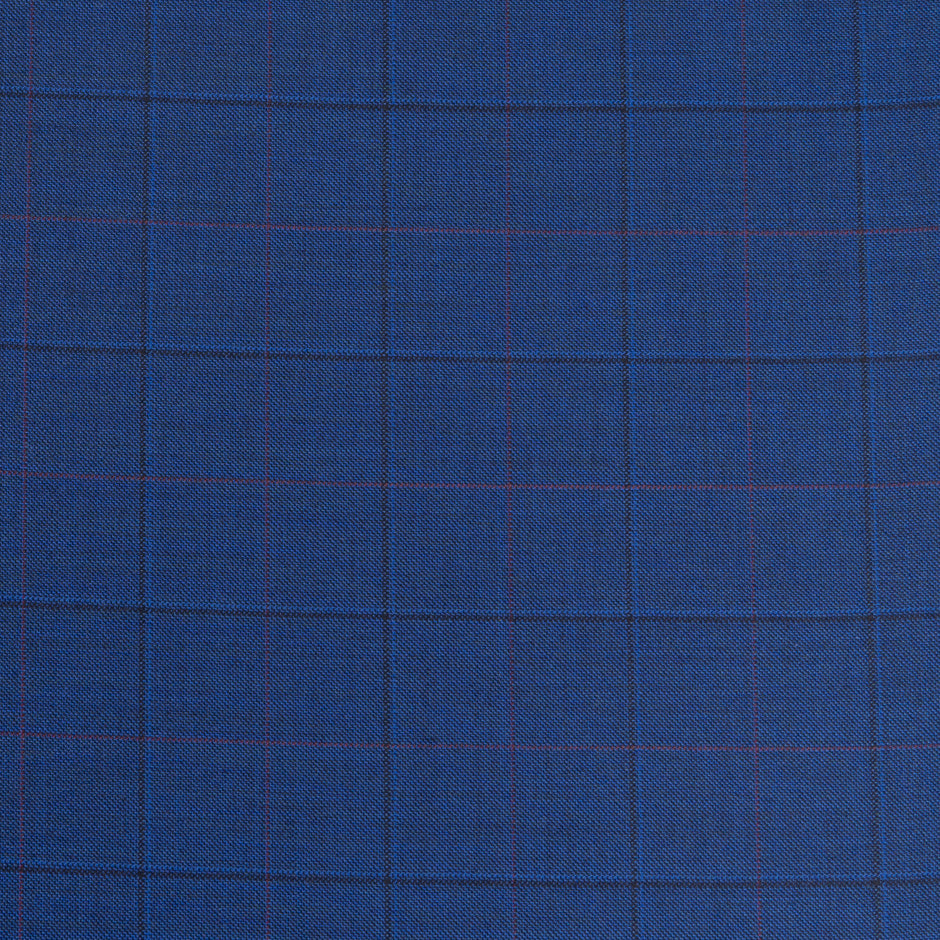 Rich Blue Super 140s Fine Check Pure Wool