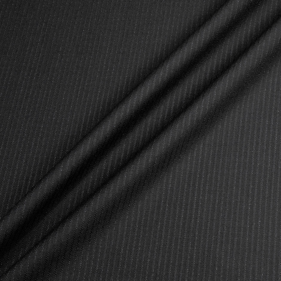 Black Pinstriped Super 120s Pure Wool Suiting