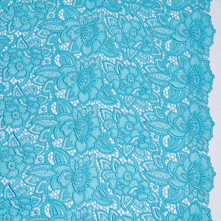 Busy Turquoise Floral Guipure Lace