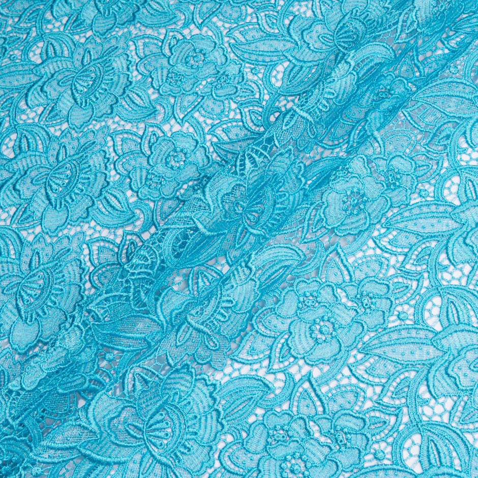 Busy Turquoise Floral Guipure Lace