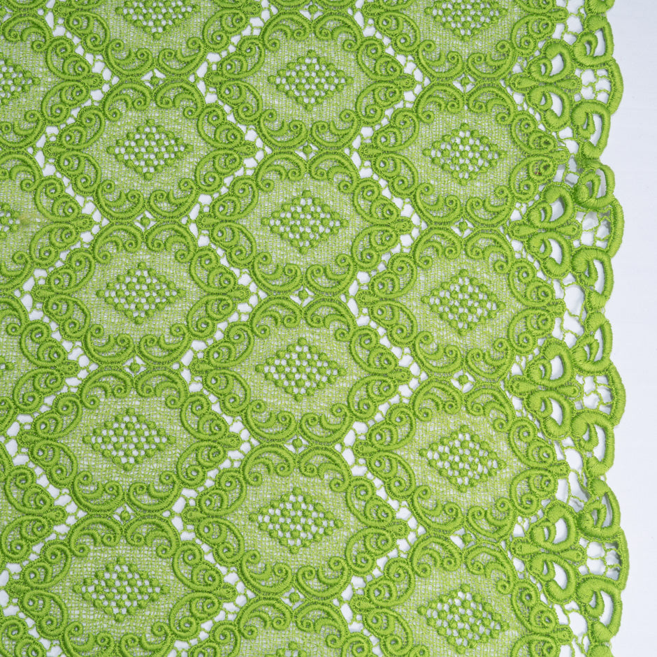 Chartreuse Green Geometric Guipure Lace