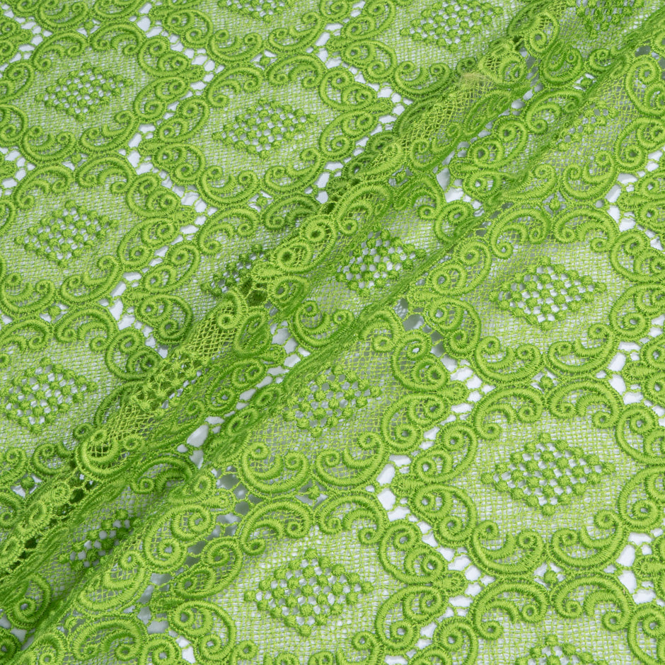 Chartreuse Green Geometric Guipure Lace