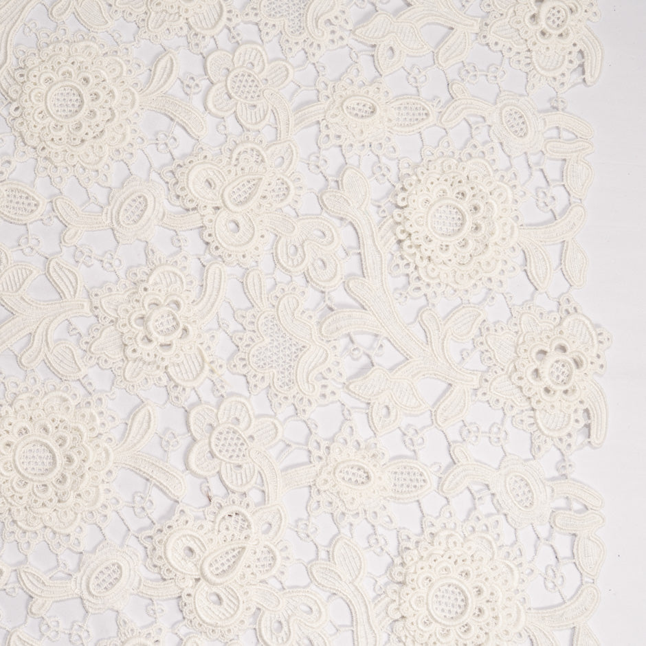 Ivory Floral Cotton Guipure Lace