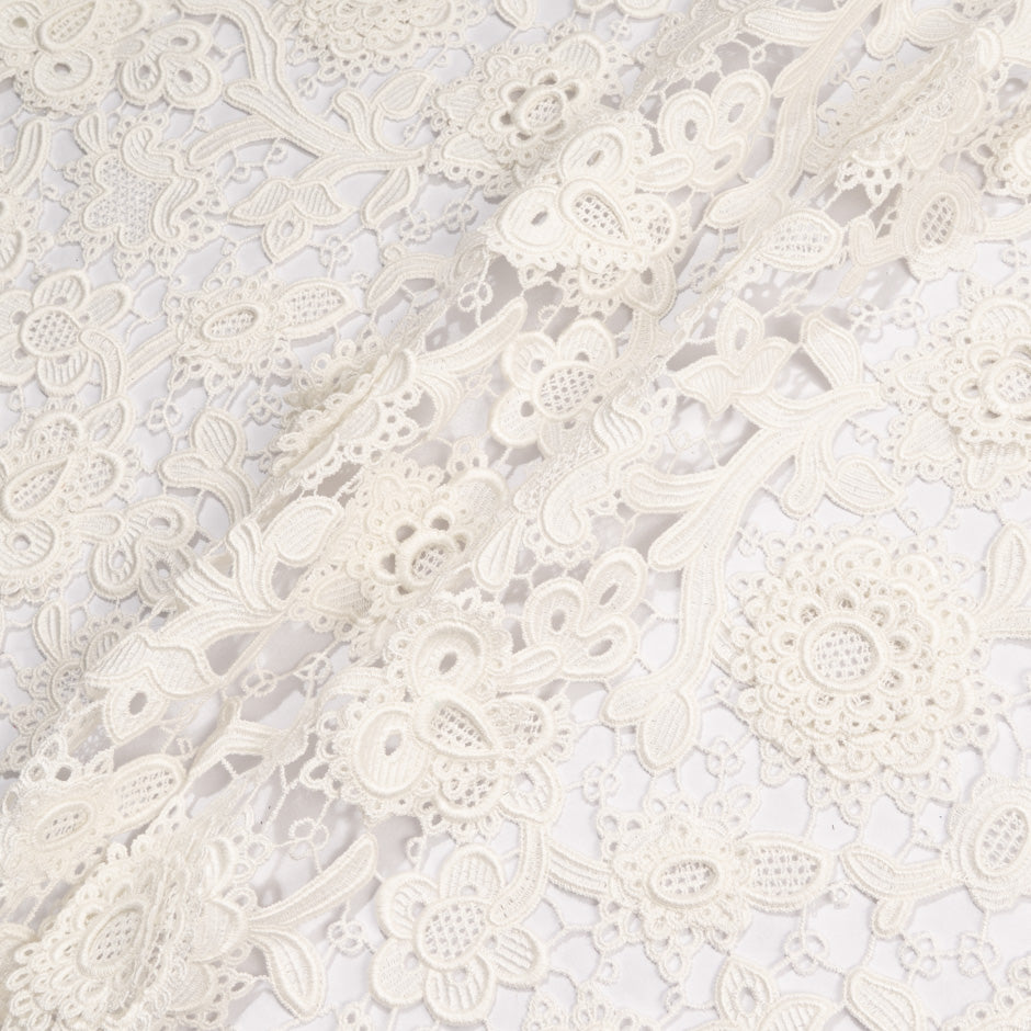 Ivory Floral Cotton Guipure Lace