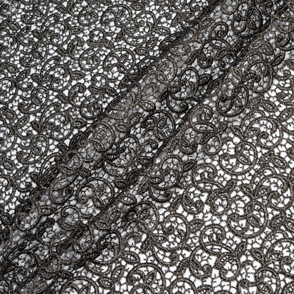 Metallic Gunmetal Grey Guipure Lace