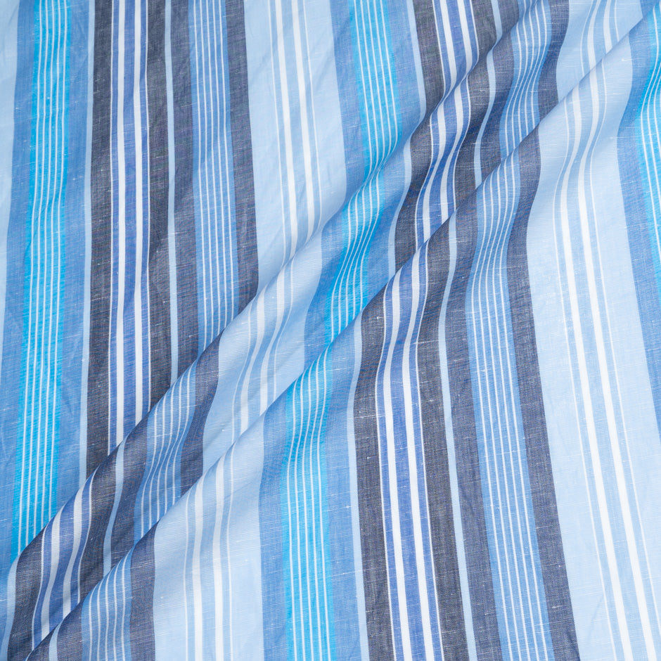 Multi Striped Blue Linen & Cotton Shirting