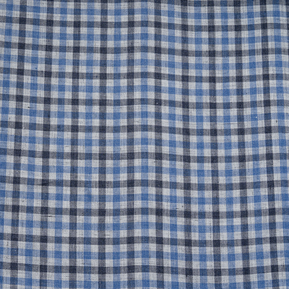 Grey & Blue Checkered Linen