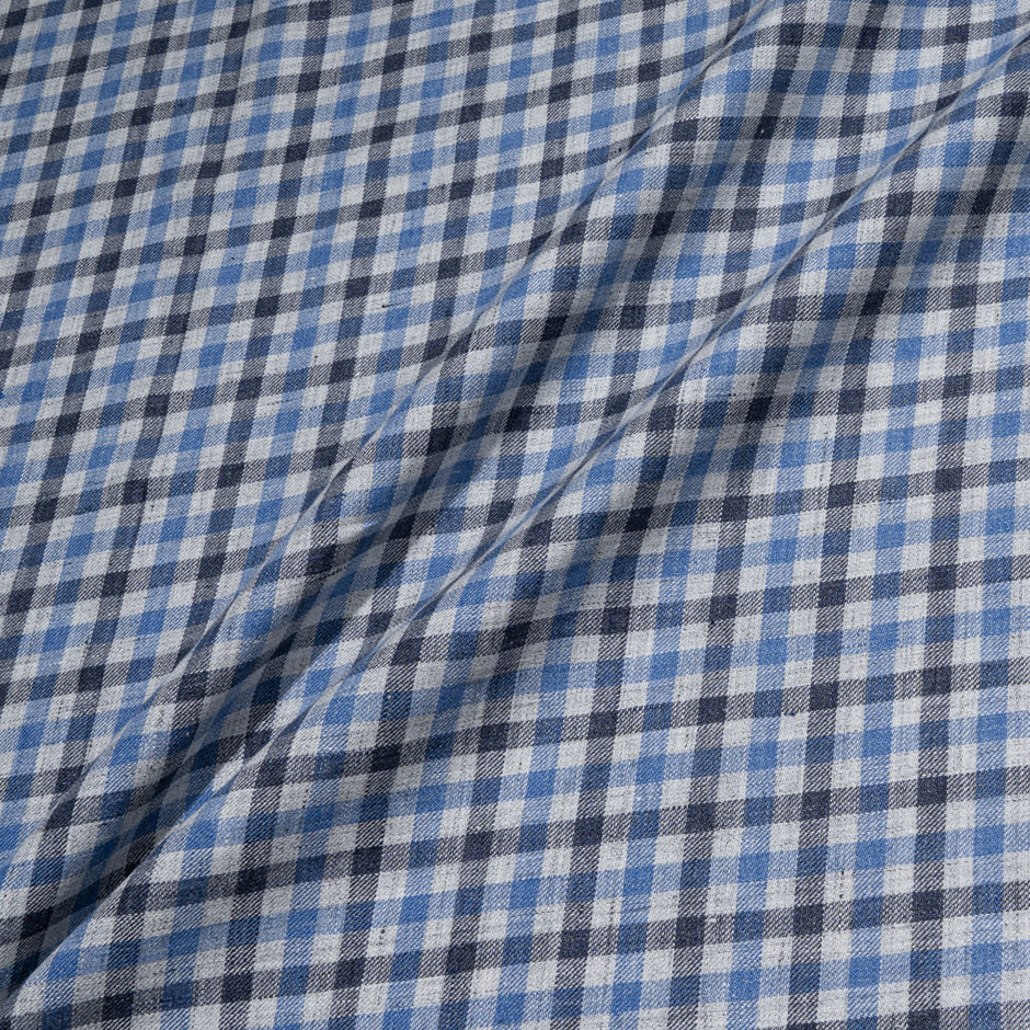 Grey & Blue Checkered Linen