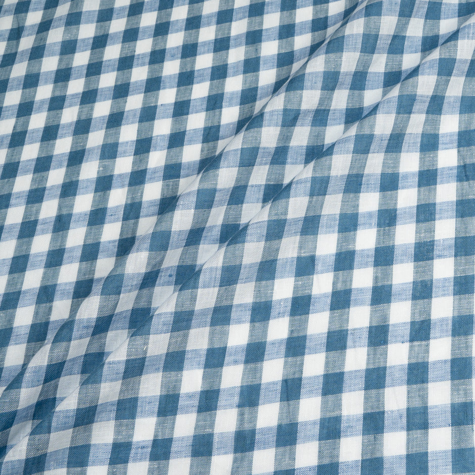 Blue & White Larger Gingham Linen