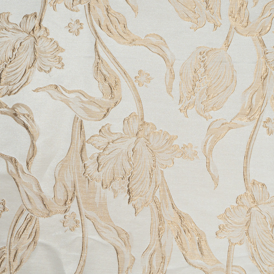 Cream & Champagne Abstract Floral Brocade