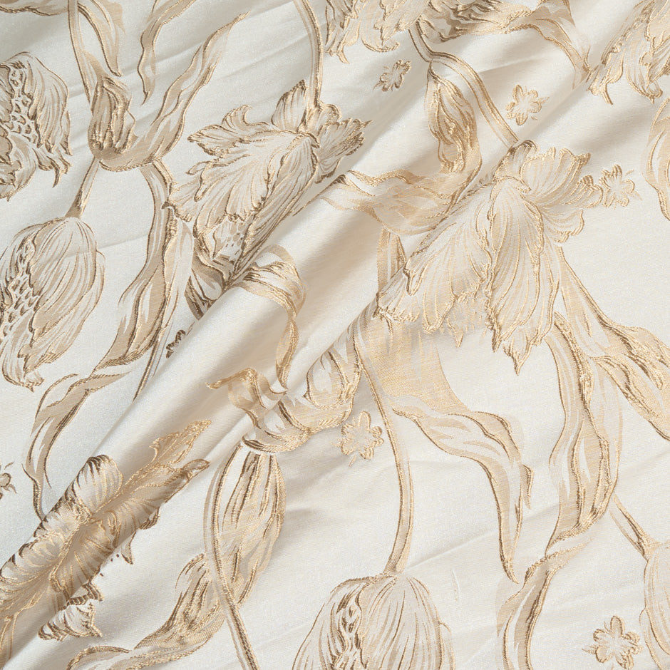 Cream & Champagne Abstract Floral Brocade