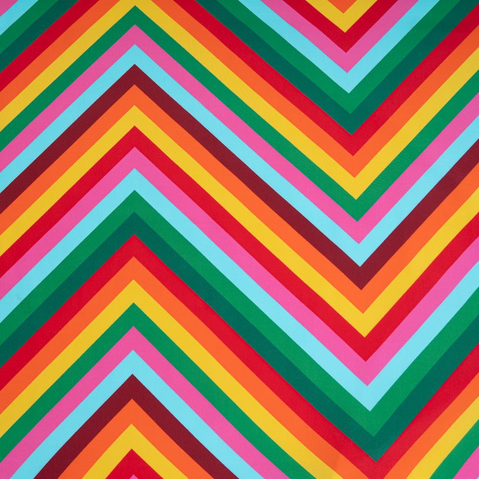 Multi-Coloured Zig Zag Pure Silk Crêpe de Chine