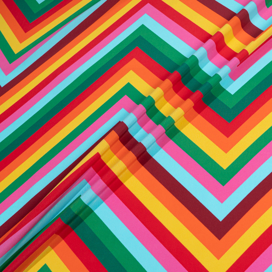 Multi-Coloured Zig Zag Pure Silk Crêpe de Chine