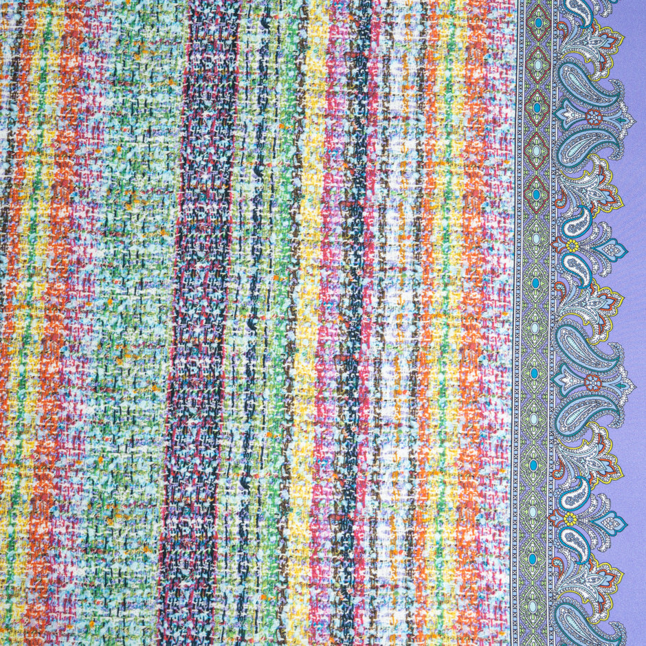 Multi-Coloured 'Bouclé' Printed Pure Silk Twill