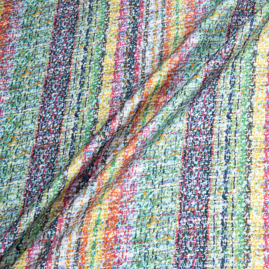 Multi-Coloured 'Bouclé' Printed Pure Silk Twill