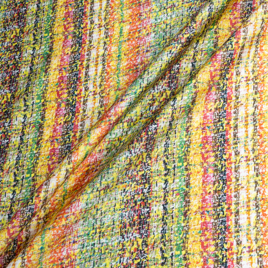 Green & Multi-Coloured 'Bouclé' Printed Pure Silk Twill