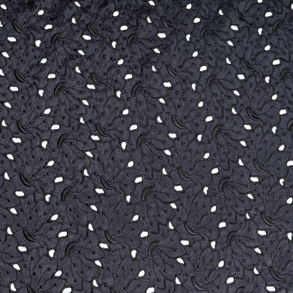 Midnight Blue Floral Embroidered Silk