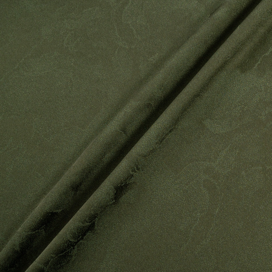 Olive Green Viscose Floral Jacquard Crêpe