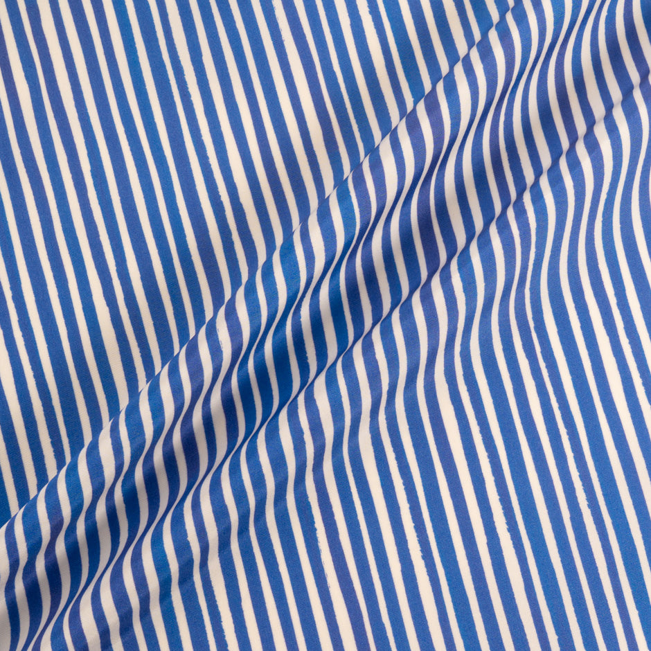 Royal Blue 'Striped' Pure Silk Ivory Faille