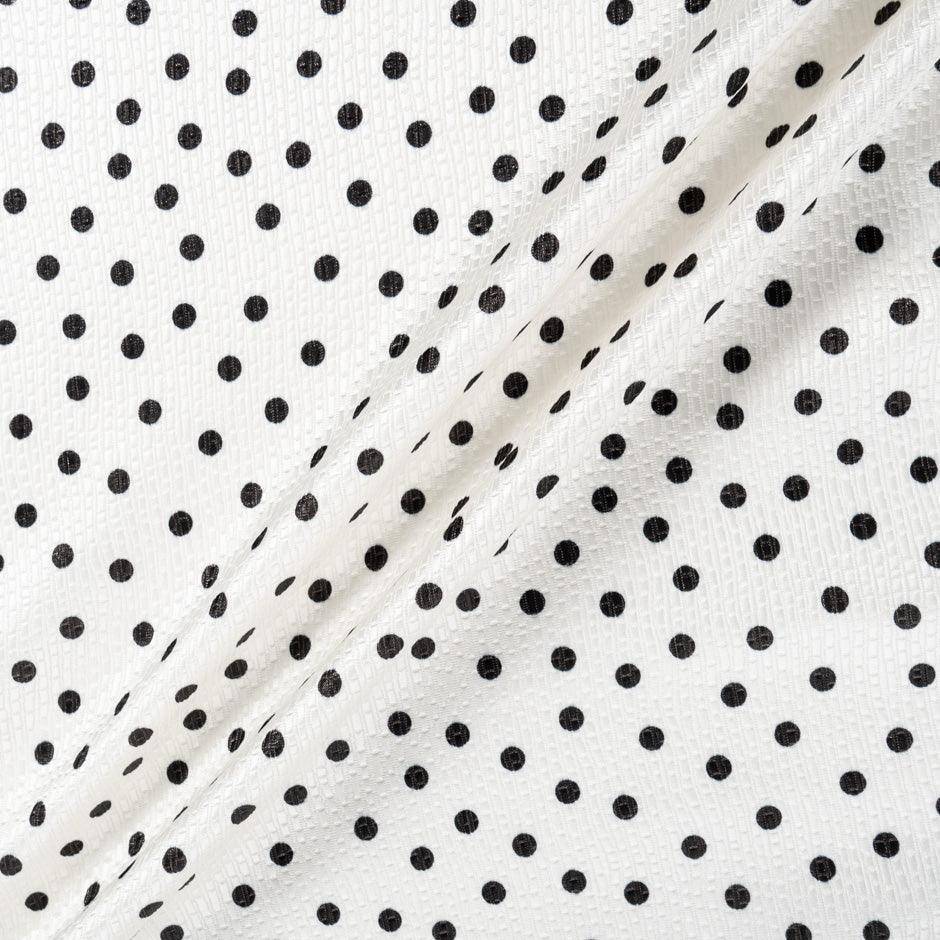 Black Spotted Ivory Cotton Blend Cloqué