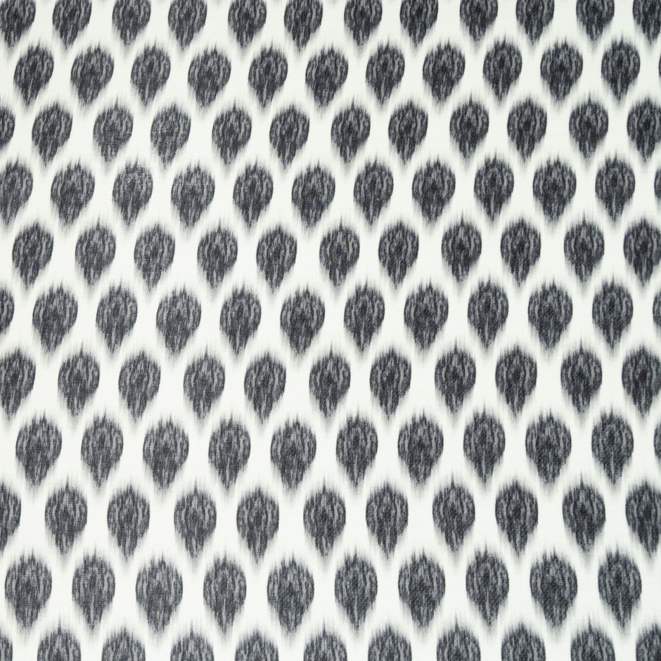 Black Ikat Printed Ivory Silk Gazar