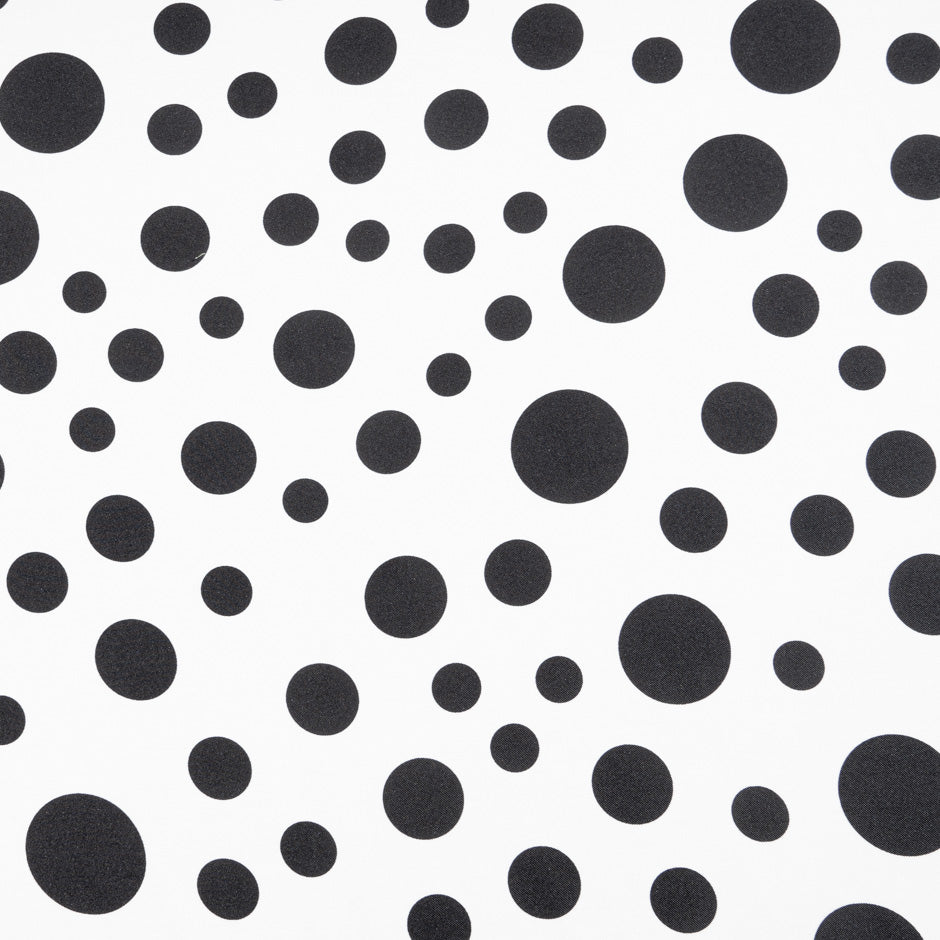 Black Spot Printed White Silk Twill (A 2.90m Piece)