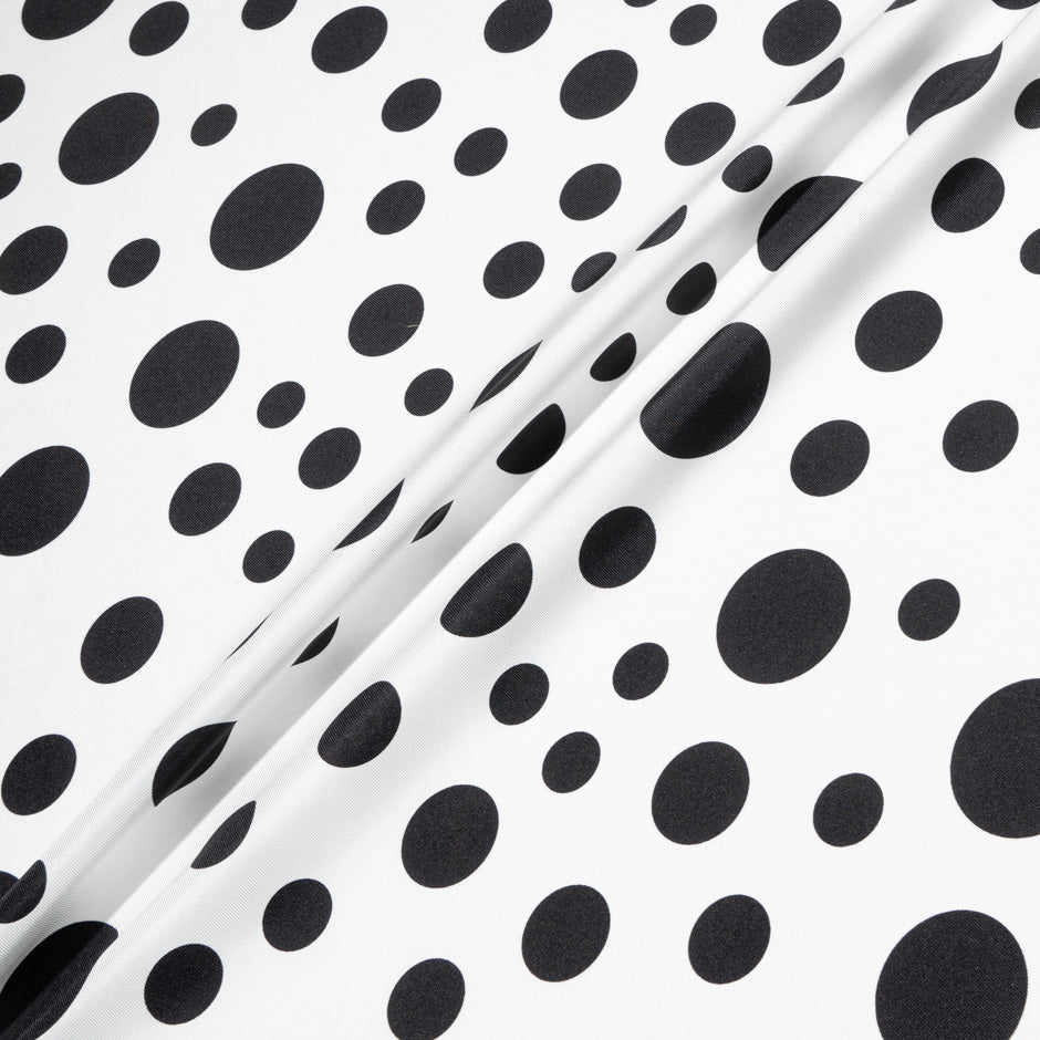 Black Spot Printed White Silk Twill (A 2.90m Piece)