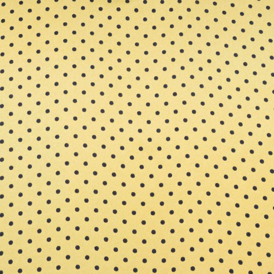 Small Black Spotted Yellow Pure Silk Twill