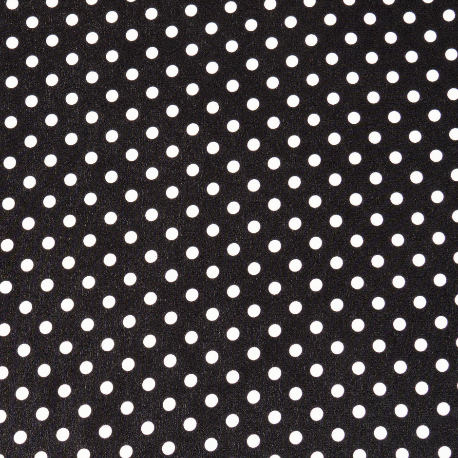 White Geo Spot Printed Black Silk Crêpe de Chine