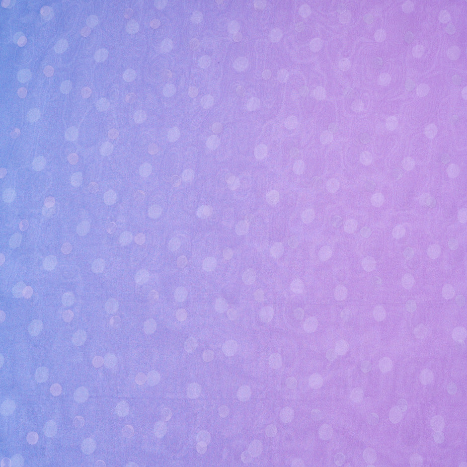 Blue to Lilac Ombré Spot Vision Printed Silk Georgette