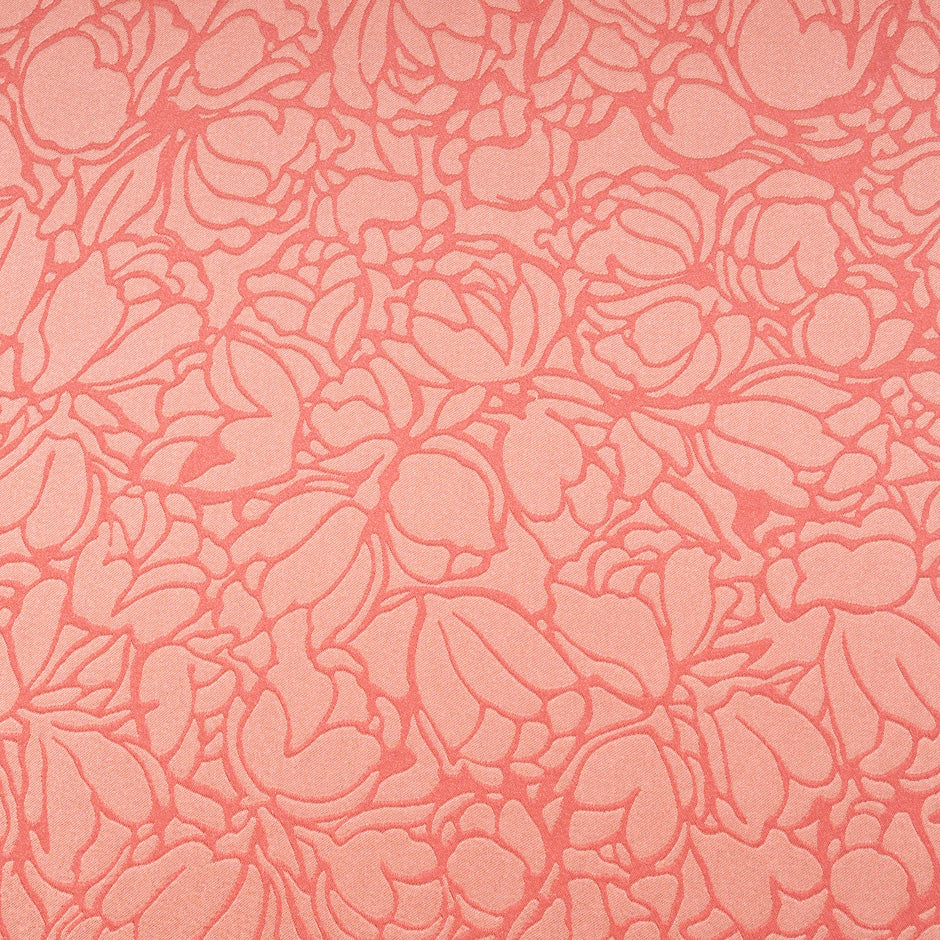 Salmon Double Faced Crêpe Floral Jacquard Microfibre