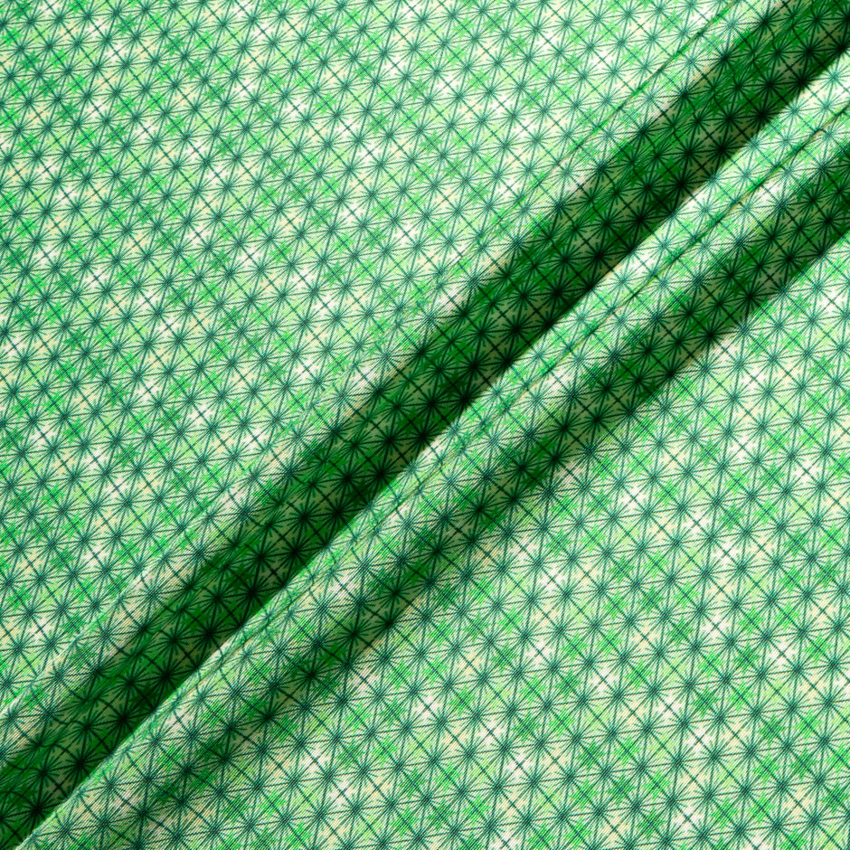 Two-Tone Green Geometric Pure Silk Twill