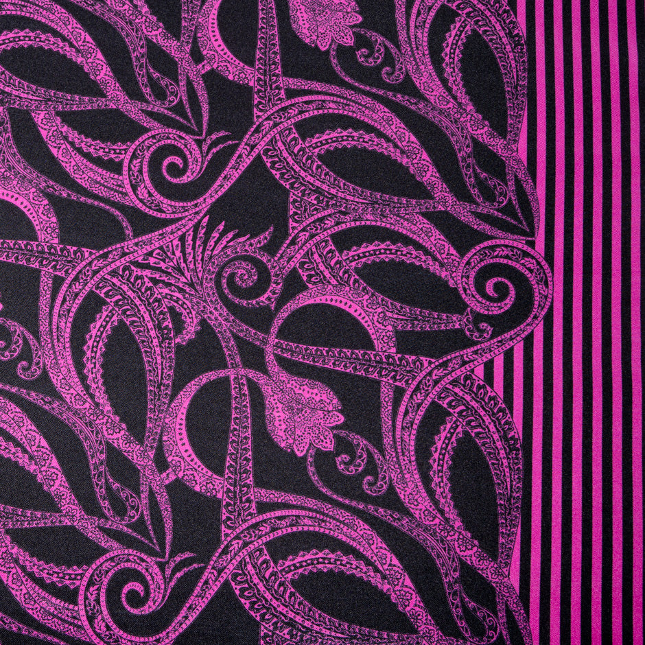 Magenta Pink Patterned Pure Silk Twill