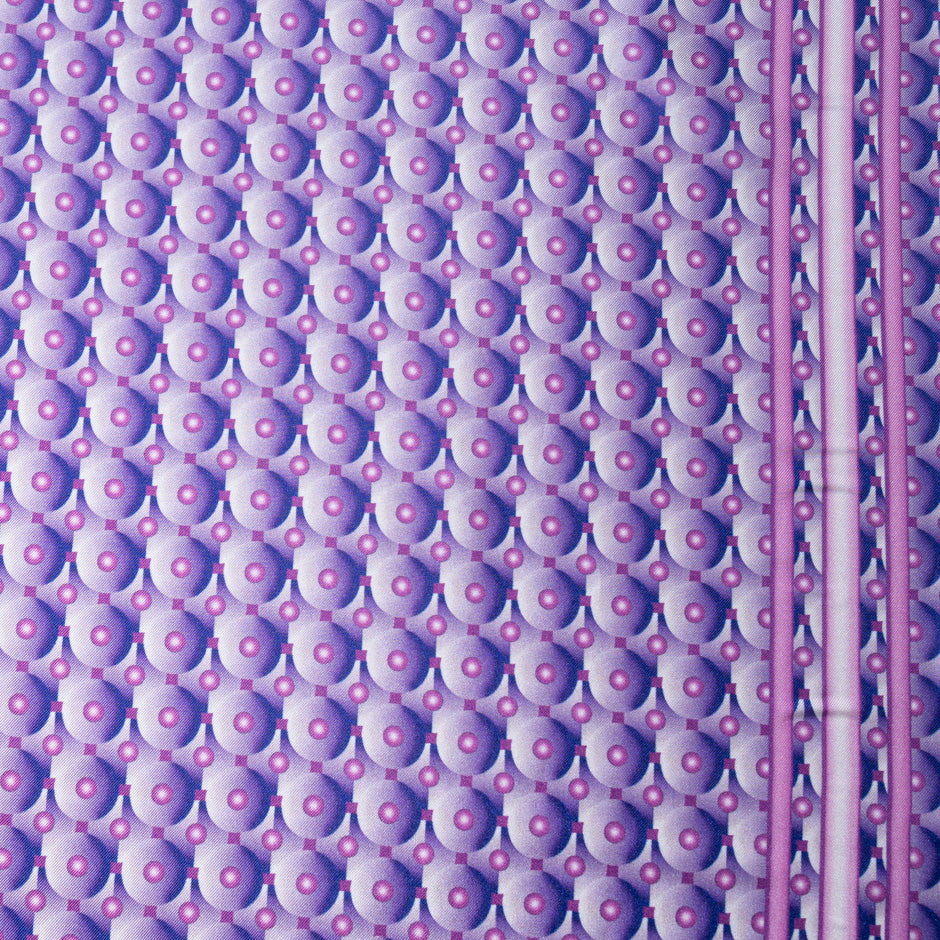 Lavender & Pink Geo Printed Pure Silk Twill