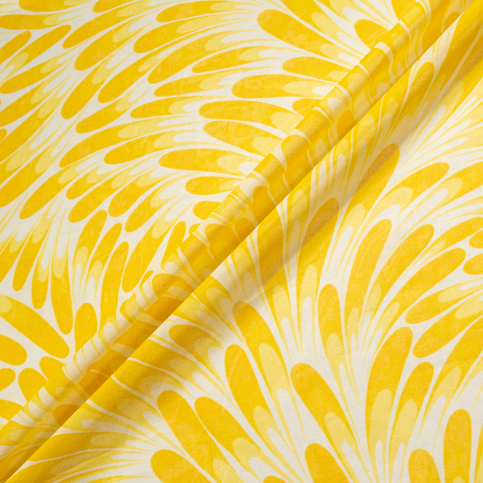 Yellow Retro Printed Pure Cotton Voile