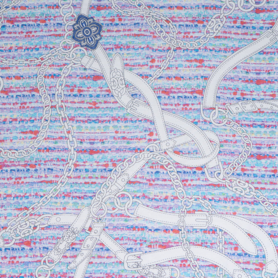 Chain & Blue 'Bouclé' Printed Cotton Voile