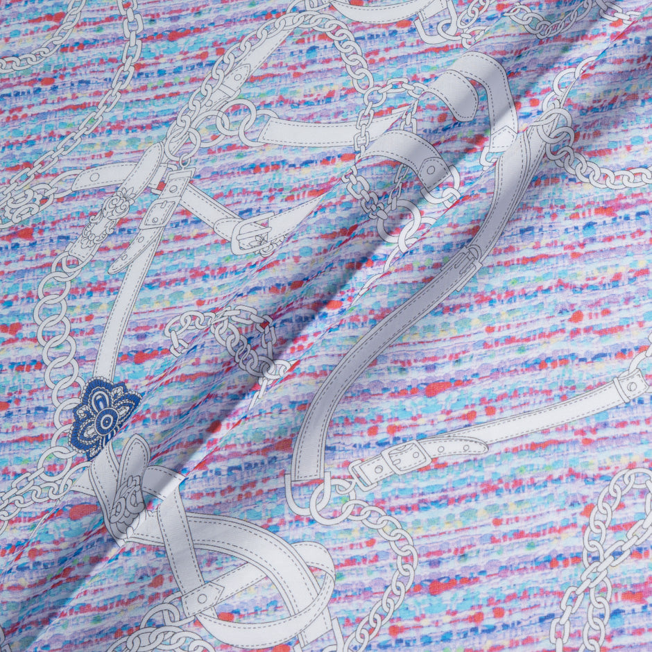 Chain & Blue 'Bouclé' Printed Cotton Voile