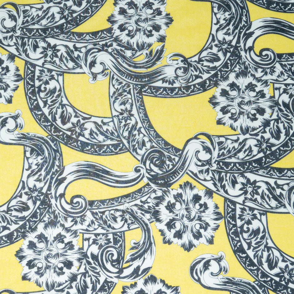 Monochrome Printed Yellow Cotton Voile