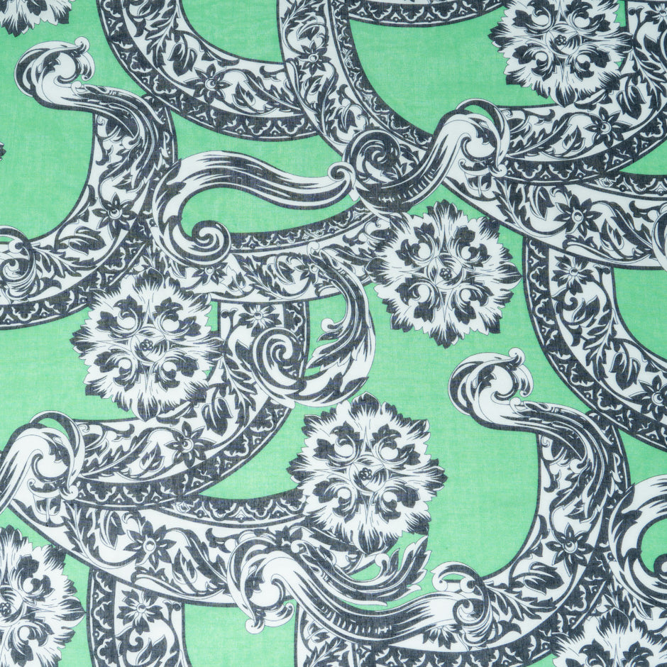 Monochrome Printed Green Pure Cotton Voile