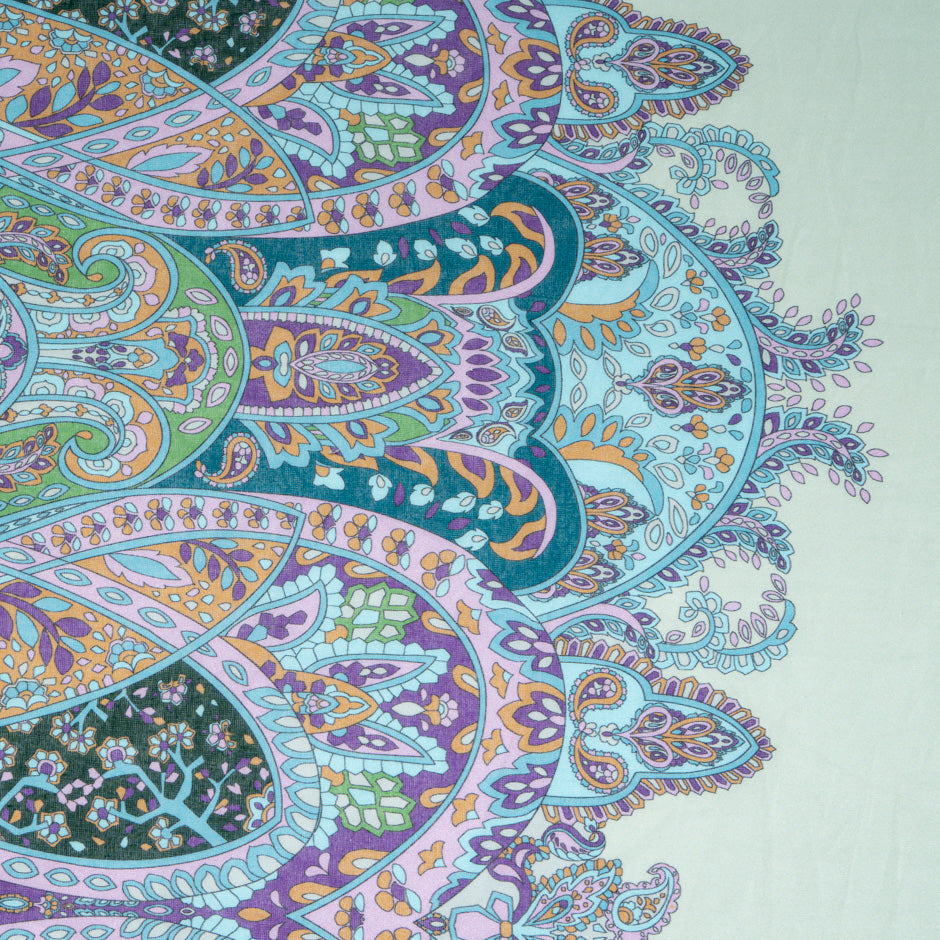 Paisley Patterned Green Pure Cotton Voile