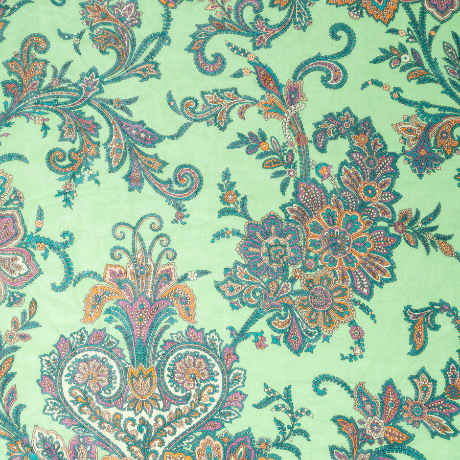 Paisley Printed Green Pure Cotton Voile