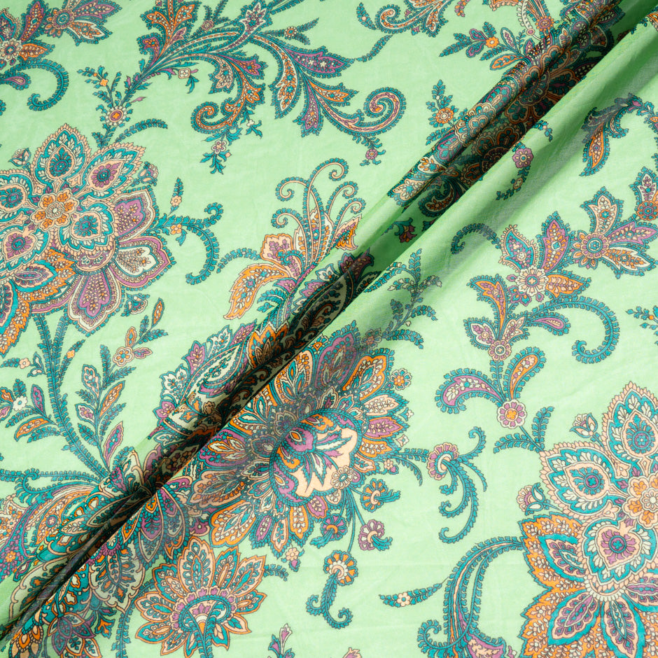 Paisley Printed Green Pure Cotton Voile