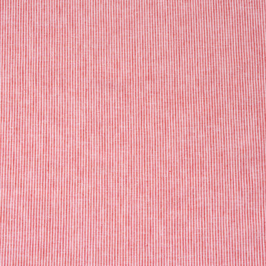 Red & White Thin Striped Pure Linen