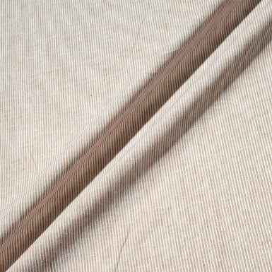 Beige & White Thin Striped Pure Linen